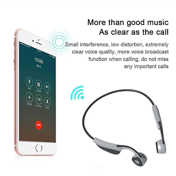 Bone Conduction Hörlurar Open Ear Trådlösa hörlurar med Bluetooth grå grey