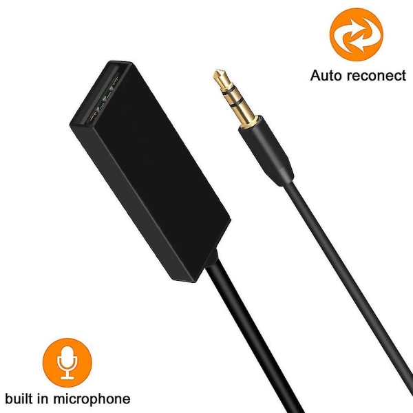 Bluetooth Aux Adapter, Mini trådlös bil Bluetooth mottagare USB till 3,5 mm uttag Bluetooth till Aux-adapter Ljudmusikmottagare Handsfree Bilsats med Bui