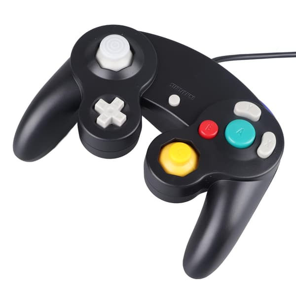 Kablet spilcontroller Plug and Play Single Point Vibration Gamepad Joystick til GC til Wii Sort