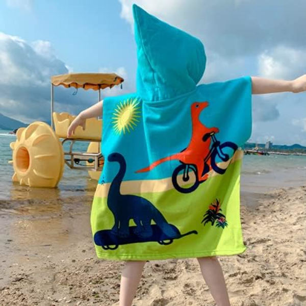Poncho med huva för barn, för flickor Pojkar Barn 2-8 år (dinosaurie)