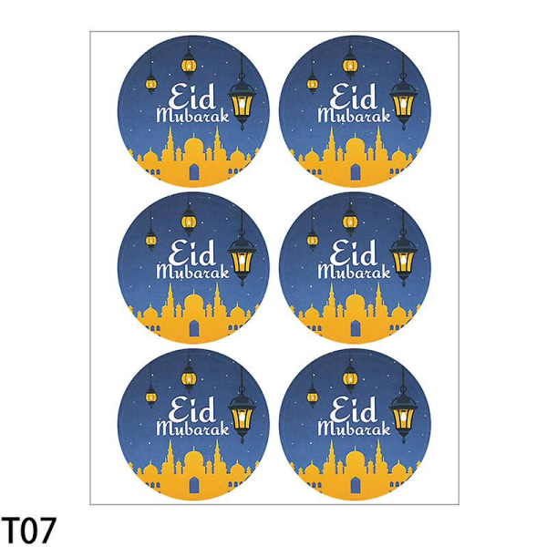 60/120 st Ramadan Eid Mubarak Dekorationer Pappersklistermärke Presentetikett Sigillklistermärke Islamisk muslimsk Eid Al-fitr Dekorationstillbehör T07 60Pieces