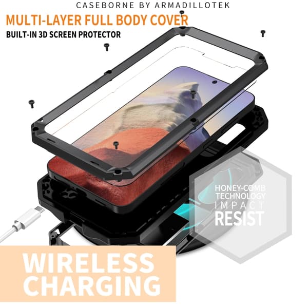 Samsung Galaxy S24 5G Case R-JUST Sliding Camera Life Waterproof Svart