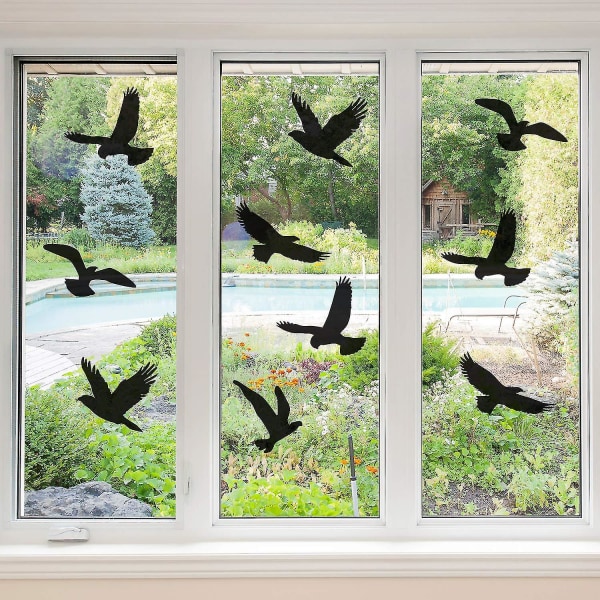 9 stykker stor størrelse antikollisjonsvindu klamrer seg til fugleform vindusklistremerke Alarm fuglevindusdekor for å forhindre mennesker