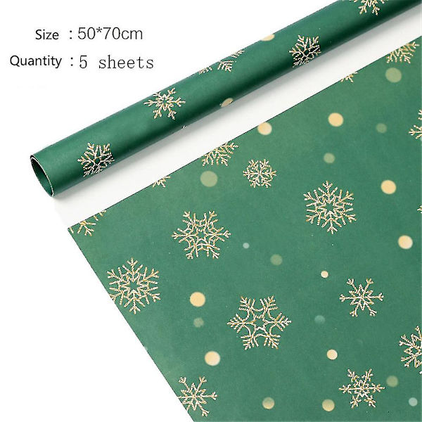 5 ark Julklappspapper Presentpapper Kraftpåsar Juldekoration D