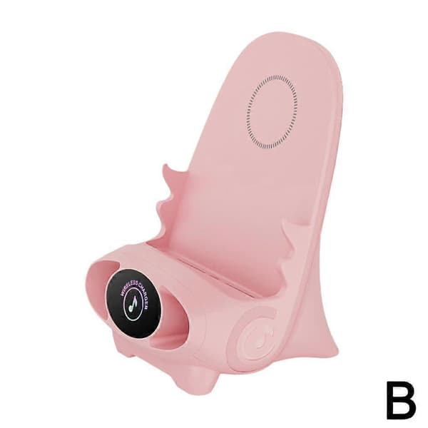 【BQ】Mini stol trådløs hurtiglader kompatibel med multifunksjonell telefonholderlader Pink