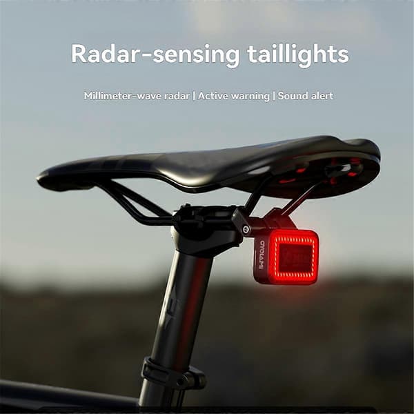 【BQ】Th02 Sykkel Intelligent Radar Baklys Sykkel Smart Bakbrems Sensorlampe Ebike LED Sykkelsensor Black