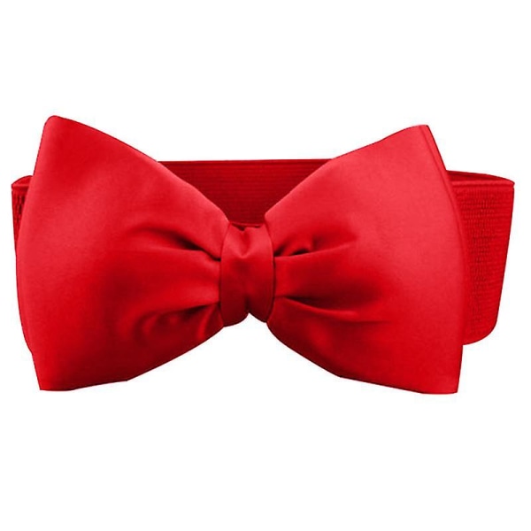 Kvinnor Bowknot Elastisk rosett Breda bälten Klänning Spänne midjeband Klänningar Red