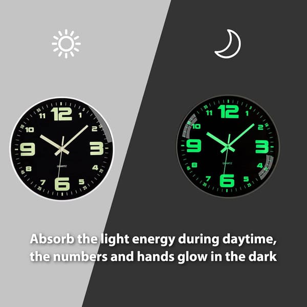 Luminous Wall Clock Silent Fluorescent Wall Pendulum Night Light Large Decorative Clock for Bedroom Kitchen Living Room Office