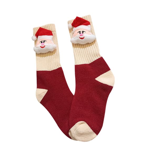 Tjocka Bomulls 3D Jultomte Dockstrumpor Mjuka Varma Bedårande Barnstrumpor för Höst Vinter