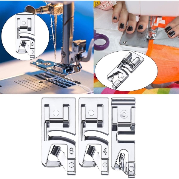 ny stil Narrow Rolled Hem Presser Foot (3mm, 4mm And 6mm) For Most Singer other Low Shank Sewing Machines Presser Foot Kit