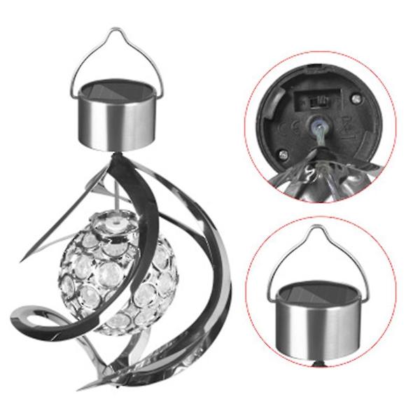 Solar Powered Wind Chimes Led Spiral Spinner Lampe Farve Ændring