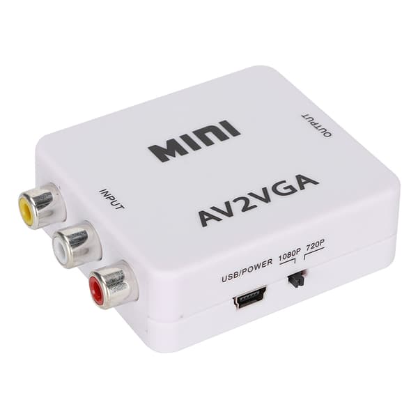Mini komposit AV til VGA-adapter TV-boks Audio Video Konverterer - Hvit