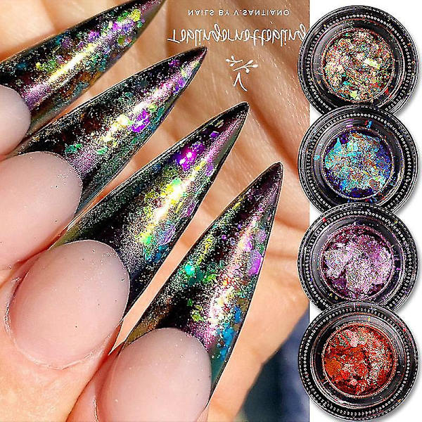 Nail Brocade Powder Japanese Dream Aurora Cloud Brocade Powder Edelweiss Glitter Coarse shape -2