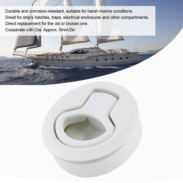 Hvit Plast Flush Pull Lukelås Korrosjonsbestandig Marine Båt Dekk Tilbehør