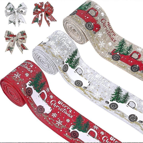 5 m jul gör-det-själv-tyg virvelband Burlap-band med trådad kant present Klassisk inslagning julgransband Kransbågar