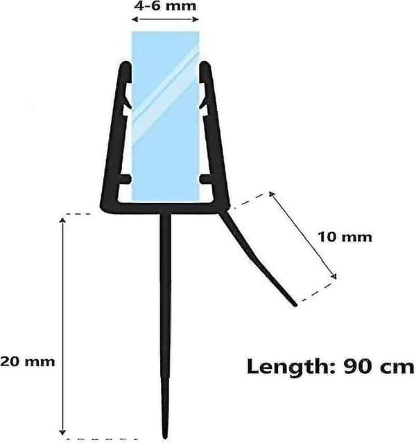 2 st 900 mm duschdörrslist - Rak/böjd glas, 46 mm, Max spelrum 20 mm JU