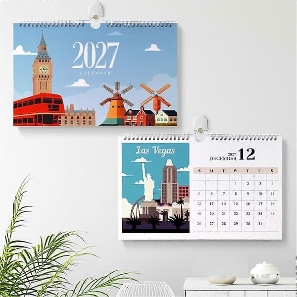 Växtmålningskalender med siffror 12 månaders skrivbordskalender, julklapp B
