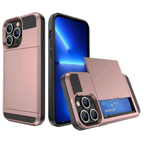Til iPhone 14 Plus 6,7 tommer drop-proof telefoncover PC + TPU ridsefast mobiltelefoncover med rosaguld