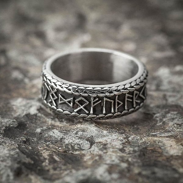 Vintage Herr Rostfritt Stål Nordic Odin Rune Ringar Nordic Scandinavian Viking Celtic Knot Ringar Vintage Amulett Smycken Presenter 14 Silver 14 Silver