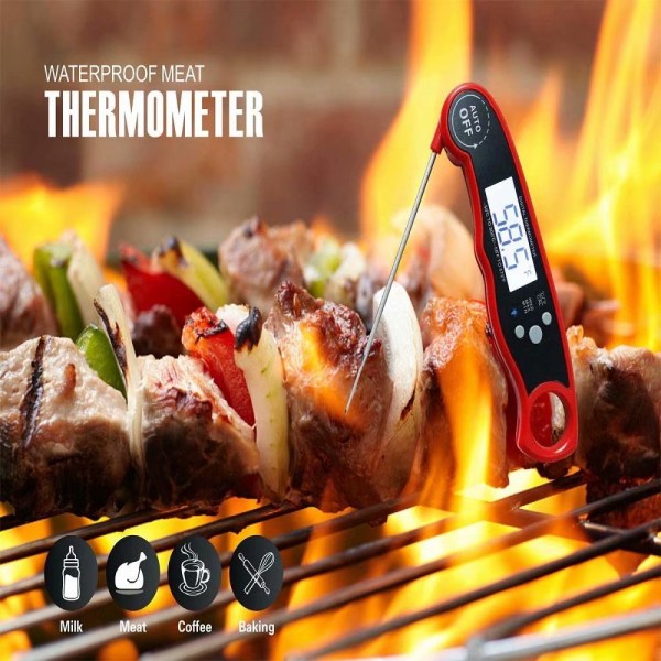 Instant Read Digital Food Thermometer med LCD-skärm med stark bakgrundsbelysning