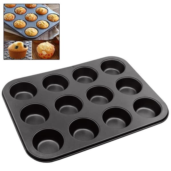 12-kops Non-stick Bageform til Muffins Genanvendelig Muffin Bageform og Cupcake Form