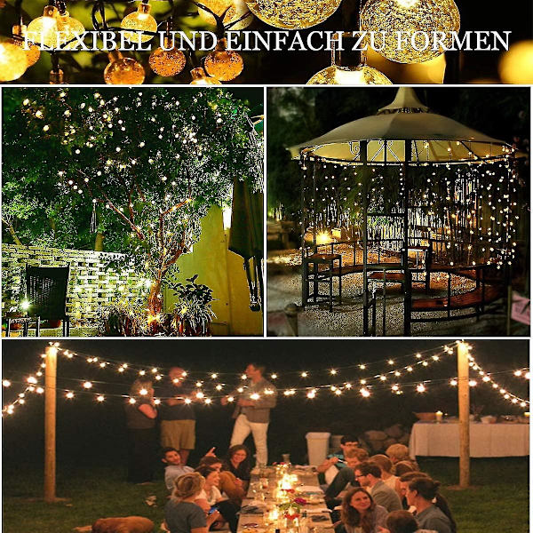8 lägen Solar String Lights Vattentät Varm Vit [energiklass A+++]