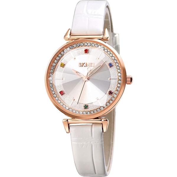 Watch Läder Elegant Analog Quartz Vattentät Armbandsur för Damflickor