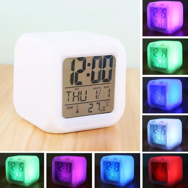 Silent Clock Elektronisk ur Farverigt LED-vækkeur