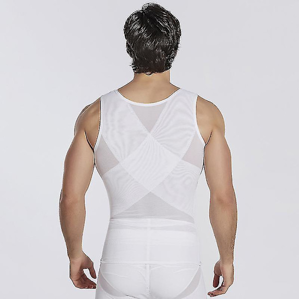 Män Midjetrimmer Bälte Wrap Trainer Hot Swear Skjorta Korsett Slimming Body Shaper White XXL