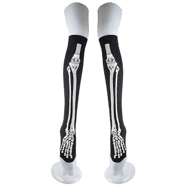 Luuranko polvien yli Polyesterisukat Halloween Skeleton Party Pitkät sukat Hauskat sukat Two Bones long bones