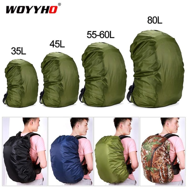 35-80l ryggsäck cover Utomhus vandring Klätterväska cover Vattentätt cover för ryggsäck Army green 55-60L