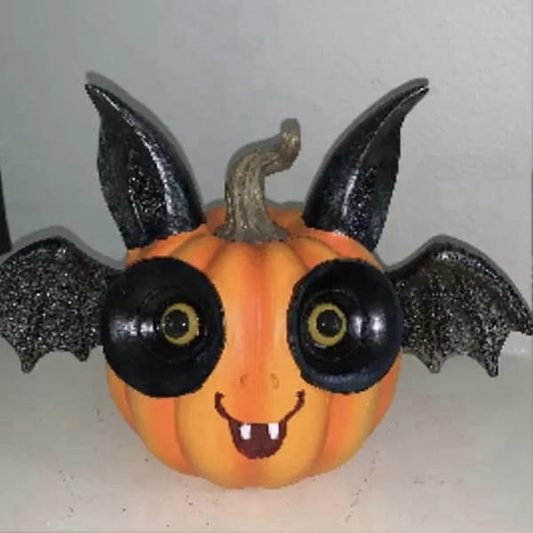 Halloween Läskig Fladdermus Pumpa Prydnader Pumpaformad Heminredning Harts Söt Fladdermusdekoration A