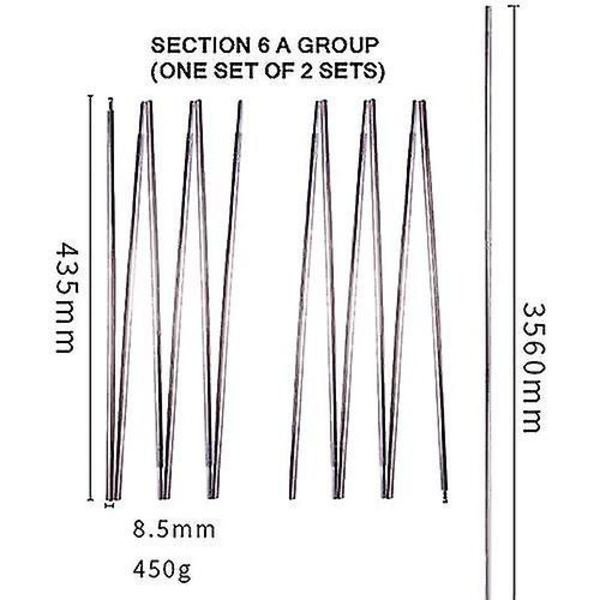 Udendørs campingudstyr, teltstøttestænger, buede (2 pakker)