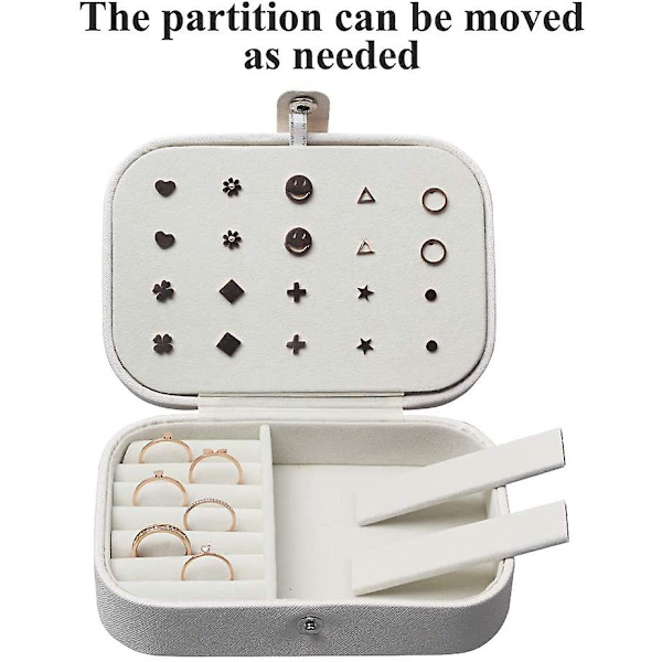 Smykkeskrin Premium smykker Organizer Case Pu Læder Forskellige rum White