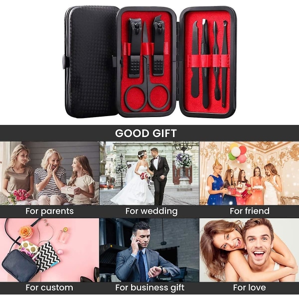 Kynsileikkurin set 7 in 1 ruostumattomasta teräksestä valmistettu kynsisakset hoitosarja Black
