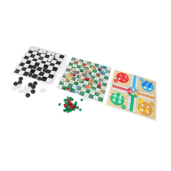 4 i 1 Bærbart Brætspilssæt til Børn Foldbare Internationale Dam og Ludo