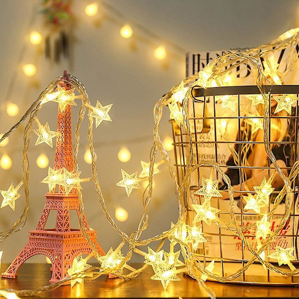 Star String Lights 10m 80 Led String Lights Batteri Vattentät Ip65 Valot Sisäkäyttöön Ulkokäyttöön Varm Vit Dekoration För Julfest