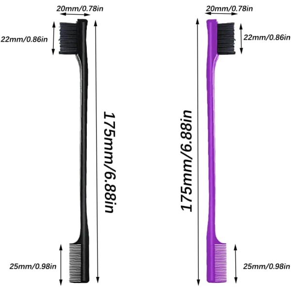 Hårkantsborste, 2 st dubbelsidig hårkontrollborste, 2 i 1 hårkantskontroll