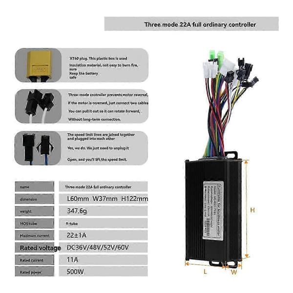 【BQ】M5 Elektrisk Cykel Farve LCD Display Måler 36V 48V/22A 9 Rør As Shown