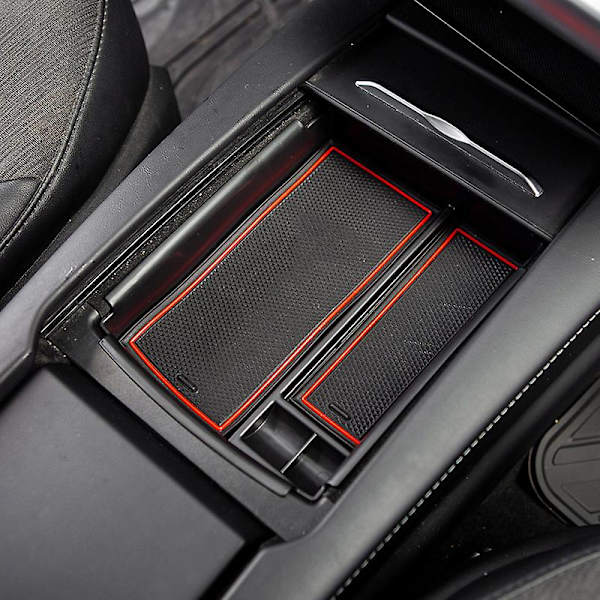 Trådlös billaddare Center Console Armstöd Förvaringsbox Hållare Container Förvaringsbricka Red