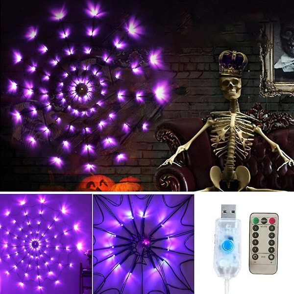 Spinner Web Lights Vedenpitävät Kestävät Erityiset Scary Halloween Lights Kotiin Battery With Control