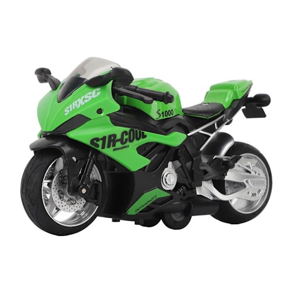 Børne Motorcykel Legetøj Træk Tilbage Lyd Lys Effekter Høj Simulation Legering Motorcykel Model Grøn