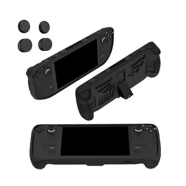 Beskyttelsesdeksel med sammenleggbare joystickhetter for Steam Deck, silikonbeskyttelse Black
