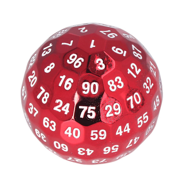 100-sidet metal polyhedral terning tung lys rød rollespil terning