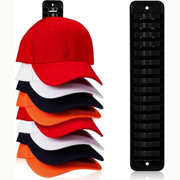 Veggmontert caps-organisator - Hatteoppbevaring og utstillingsstativ black 2 pack