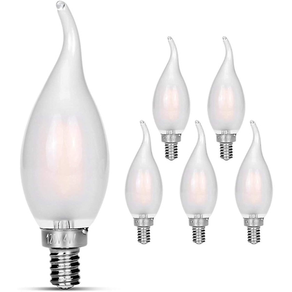 Kandelaber LED-lampor 2700k 40w ekvivalent Förbättra Flamspets frostat glas 6pcs