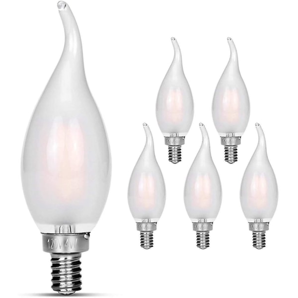 Kynttelikkö led-polttimot 2700k 40w ekvivalentti Improve Flame kärki huurrelasi 6pcs