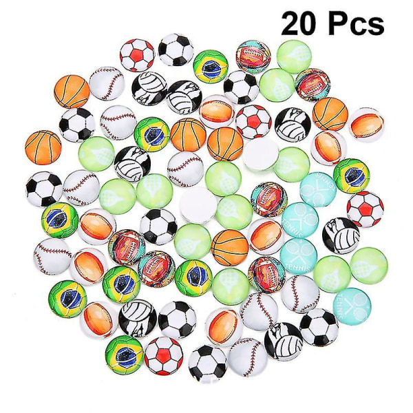 20 stk imiterede ædelstensglaslapper Kreativ sportsstil runde glaspastaer gør-det-selv-smykketilbehør (20 mm)