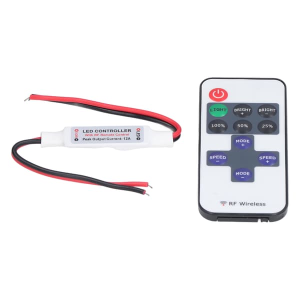 RF Fjernbetjening 11 Tasters Trådløs Mini LED Controller Lysdæmper Rød Sort Ledningsinterface