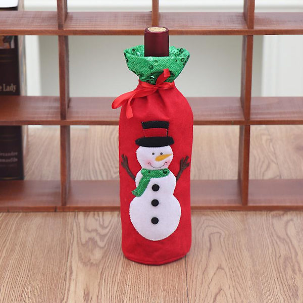 Joulukoristeet Creative Embroidery Christmas Wine Set Gift Bagelder Snowman